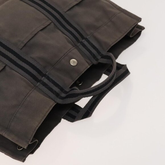 HERMES Fourre Tout MM Hand Bag Canvas 2Set Gray Navy Auth ti3040 - Picture 5 of 16